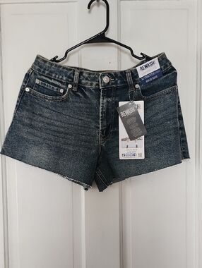 Rewash Dark Indigo High-Rise Cutoff Jean Shorts